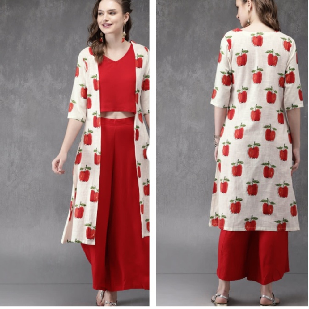 Off  white and red suit with palazzos